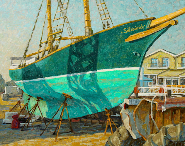 Schooner Saltwind in boatyard for repairs